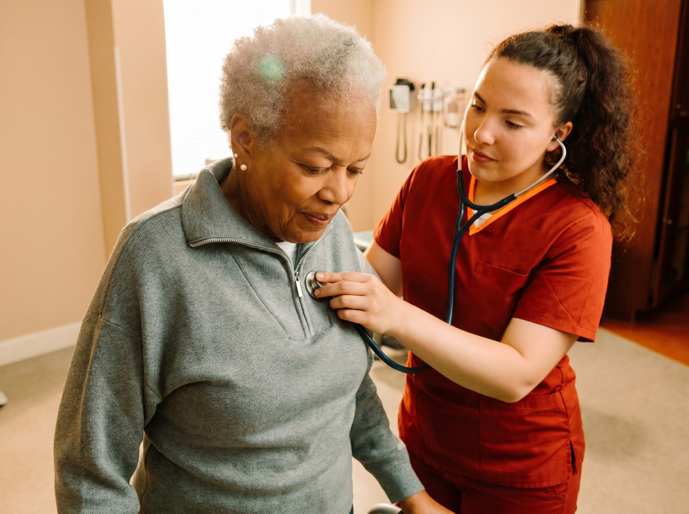 Nurse providing care to resident
